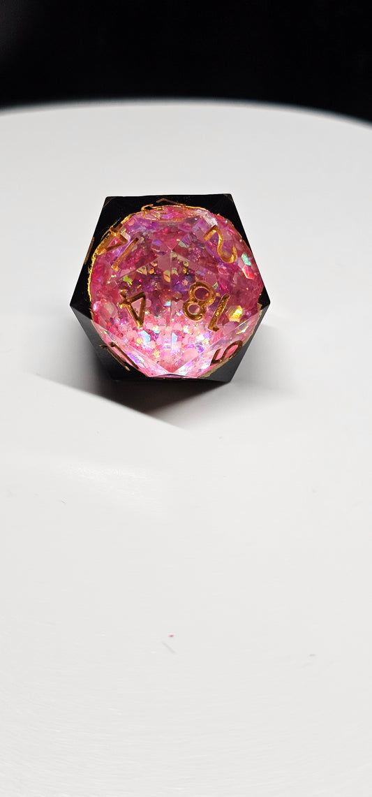 Light Pink Geode (Glow in the Dark) Chonk D20 (28mm)