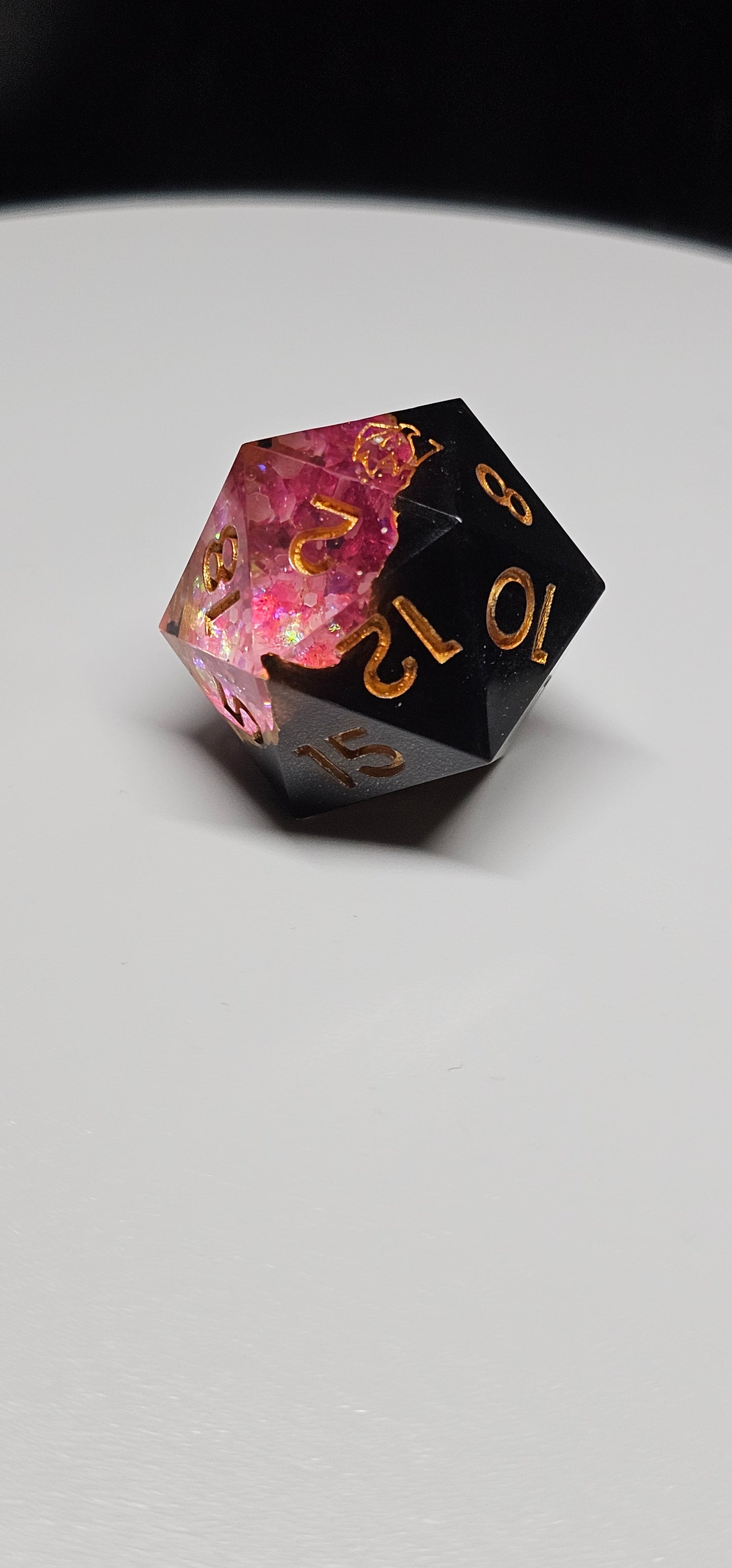 Light Pink Geode (Glow in the Dark) Chonk D20 (28mm)