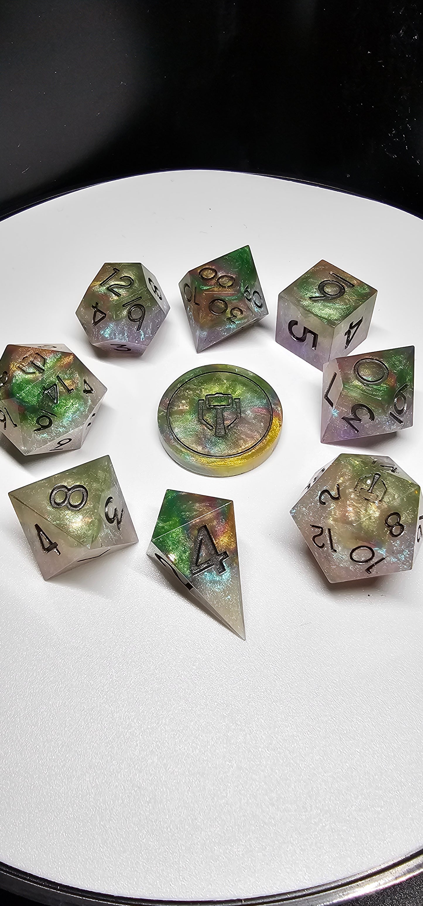 Kandrian Opal 9-Piece Polyheadral Dice Set