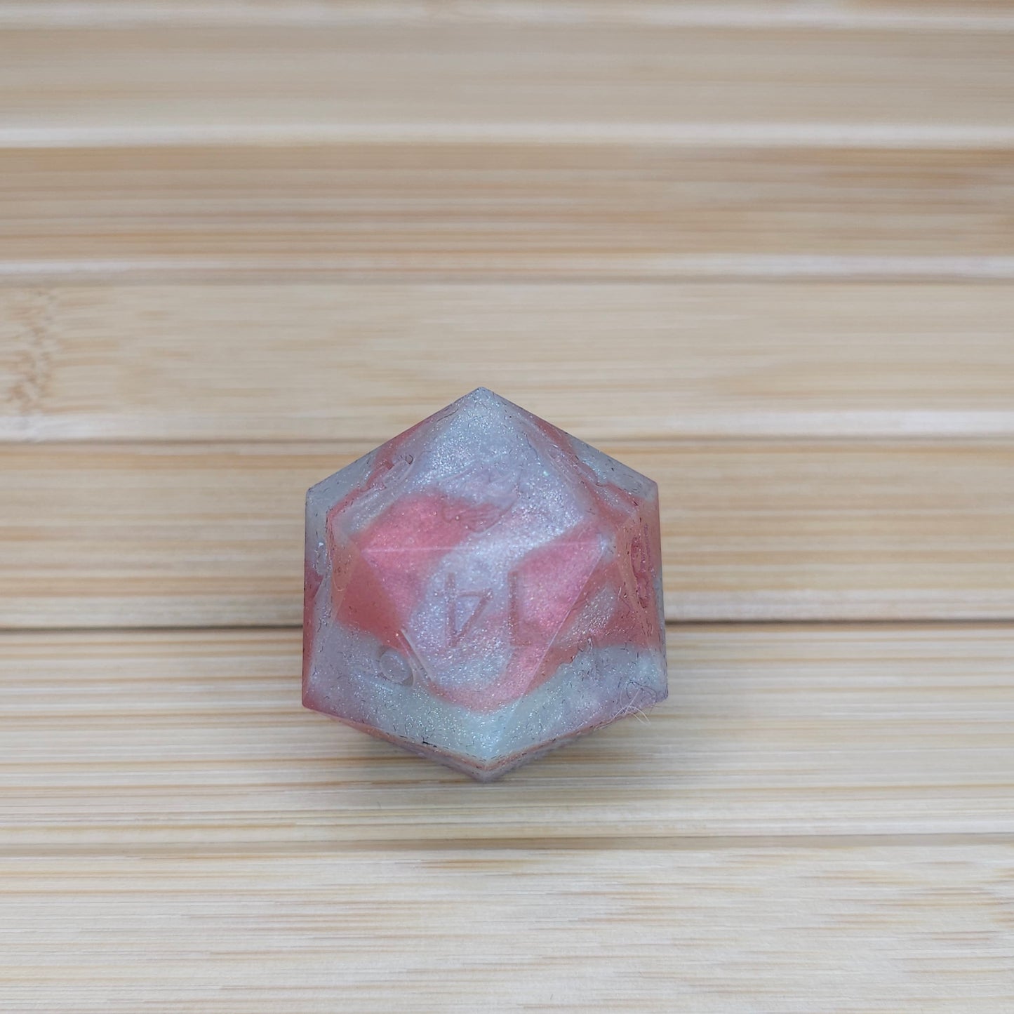 Silver and Pink Handmade Squishy Chonk D20