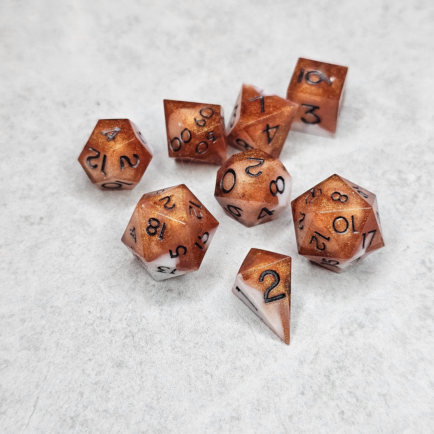 Dwarven Amber Mini 8 Piece Polyheadral Dice Set