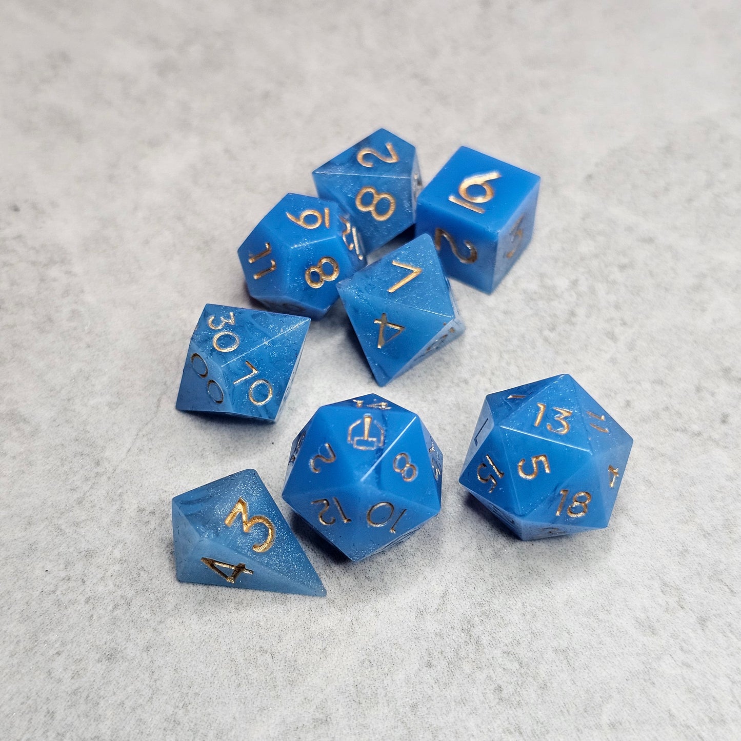 Azure Flow Mini 8 Piece Polyheadral Dice Set