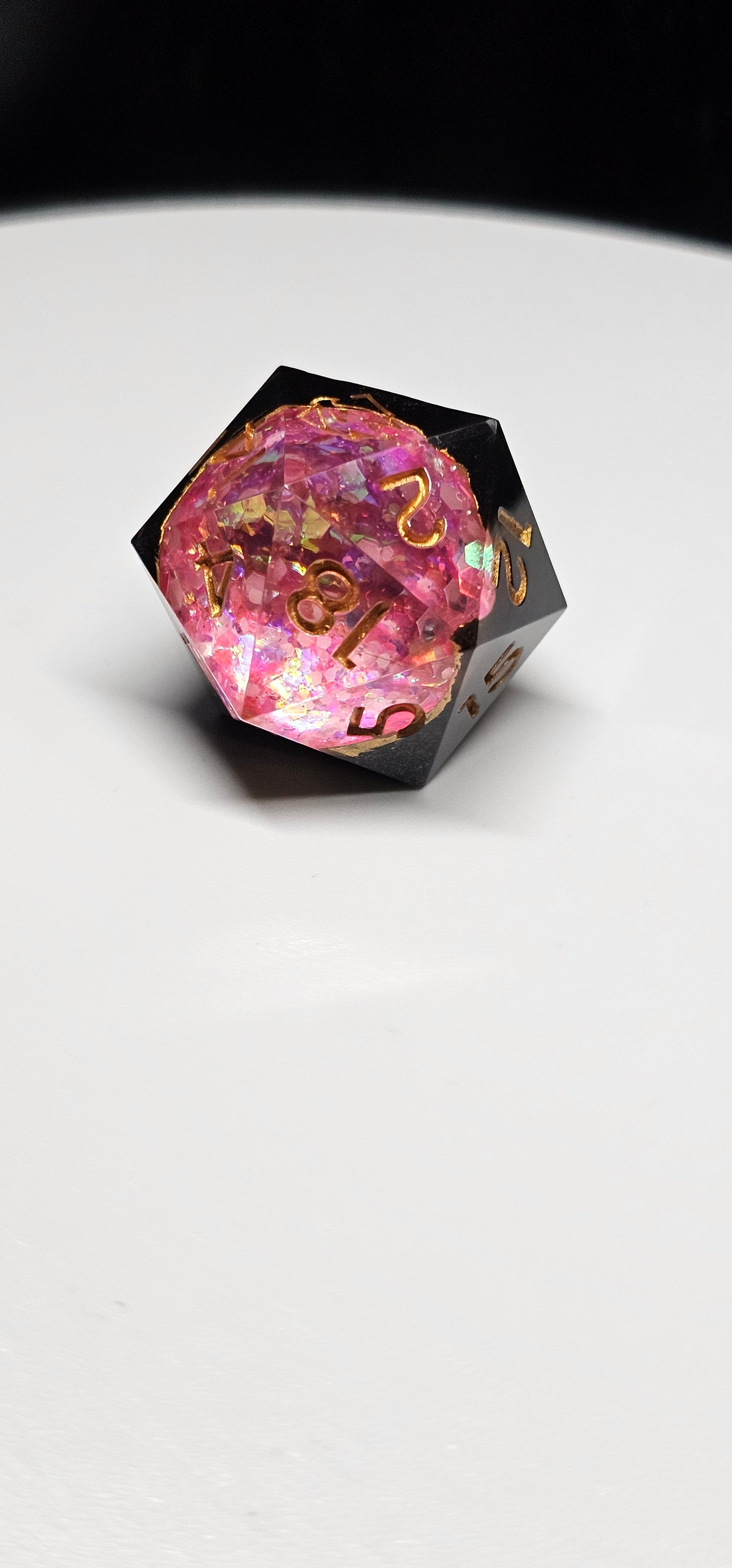 Light Pink Geode (Glow in the Dark) Chonk D20 (28mm)