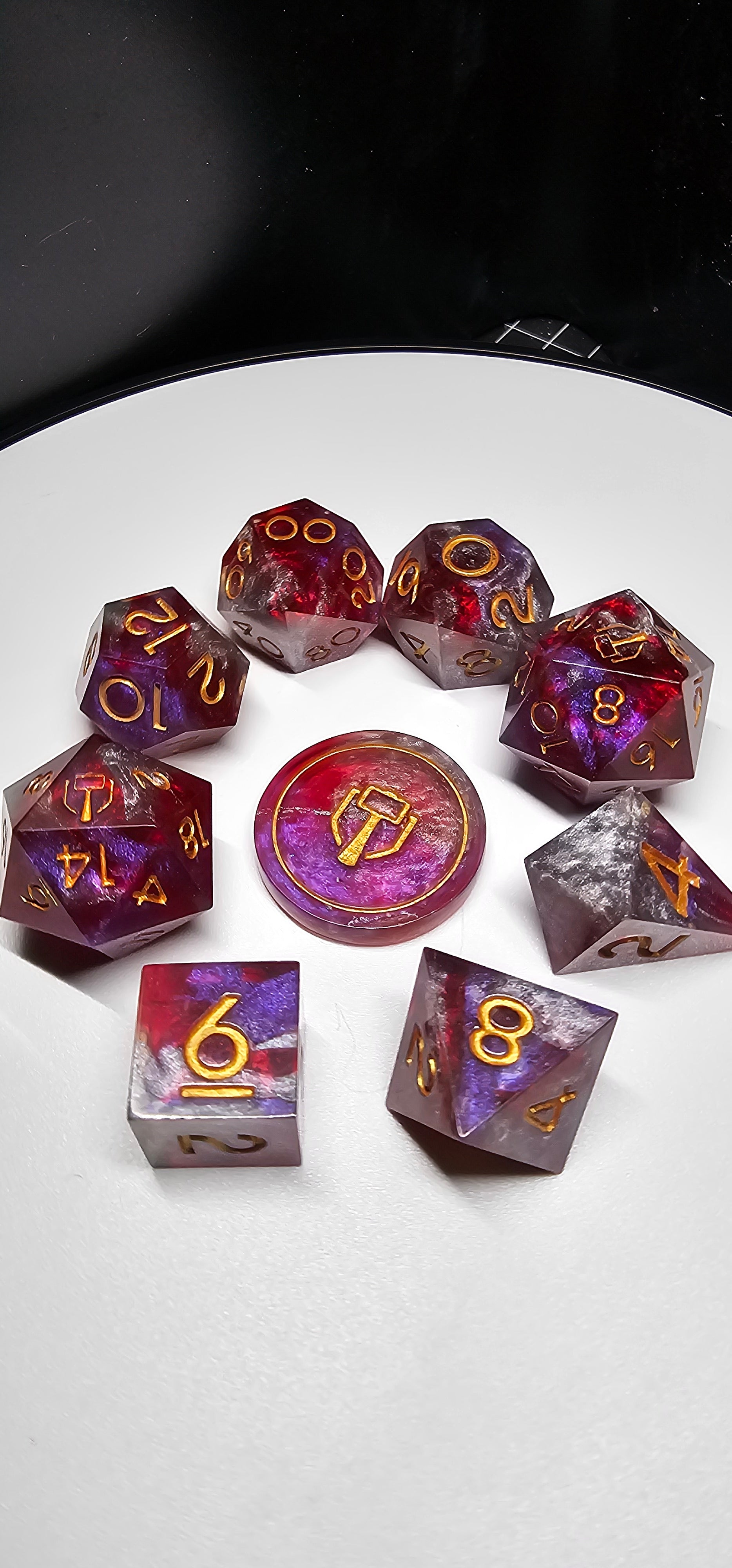 Boon of Stonemark 9-Piece Polyheadral Dice Set – Blackwood Dice