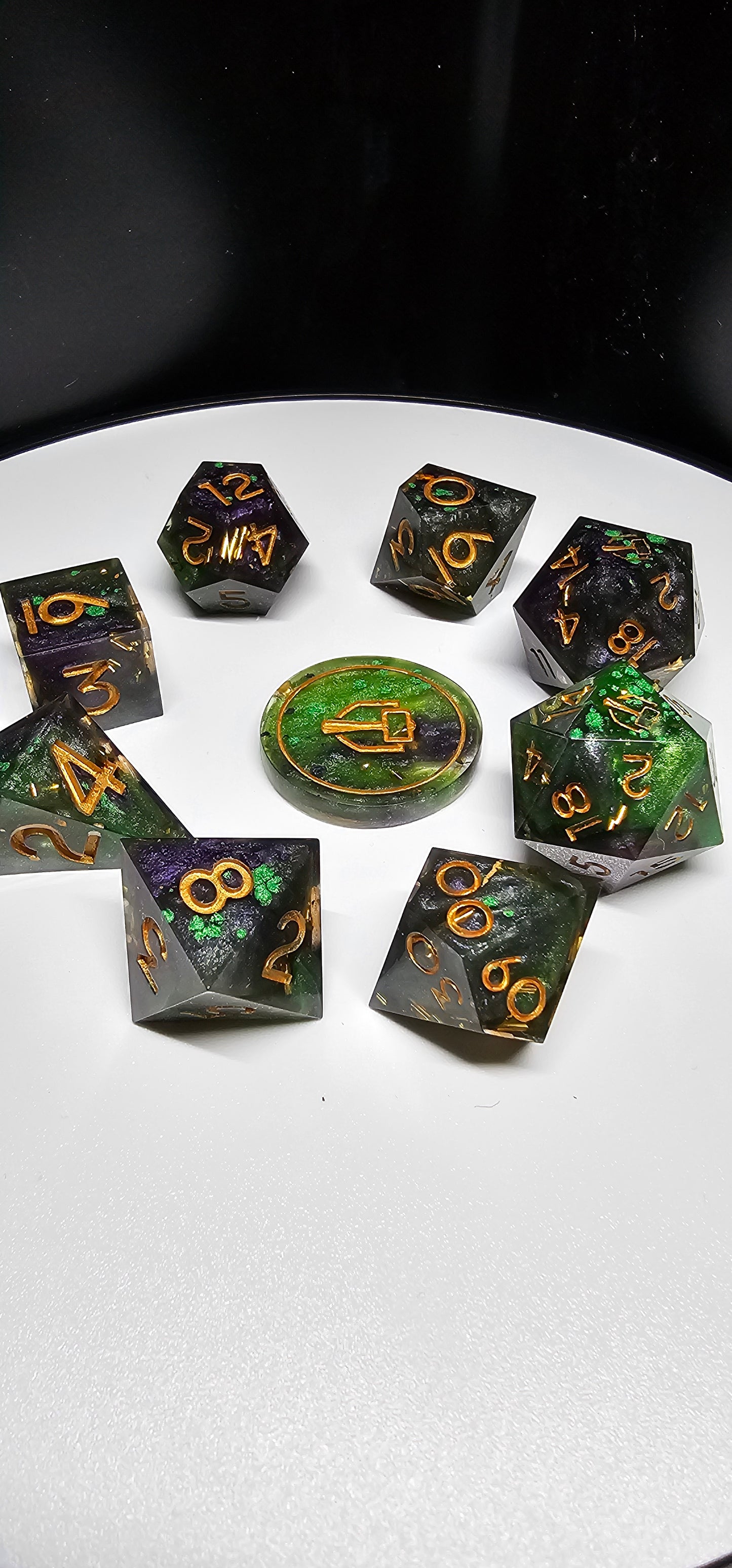 Emerald Spell 9-Piece Polyheadral Dice Set
