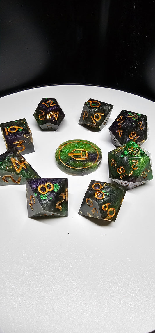 Emerald Spell 9-Piece Polyheadral Dice Set