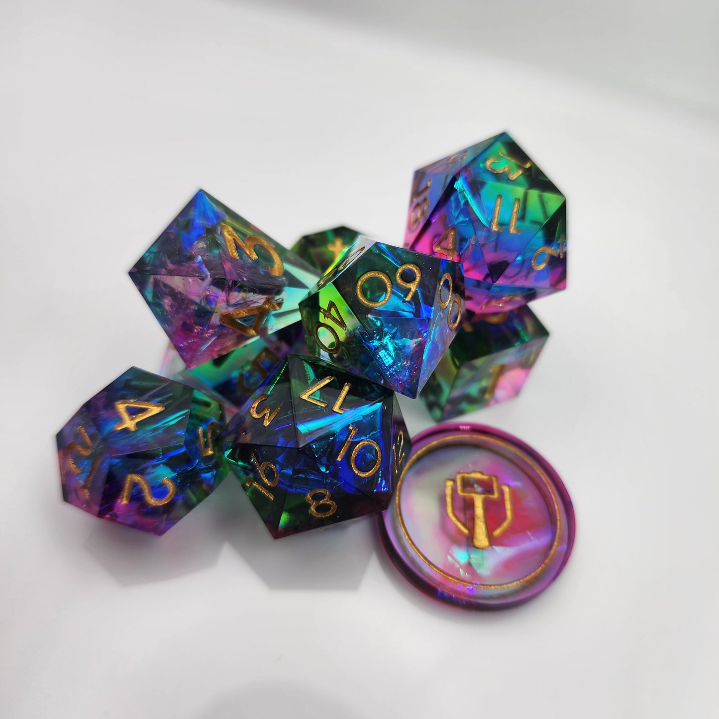 Chromatic Flames 9 Piece Polyhedral Dice Set