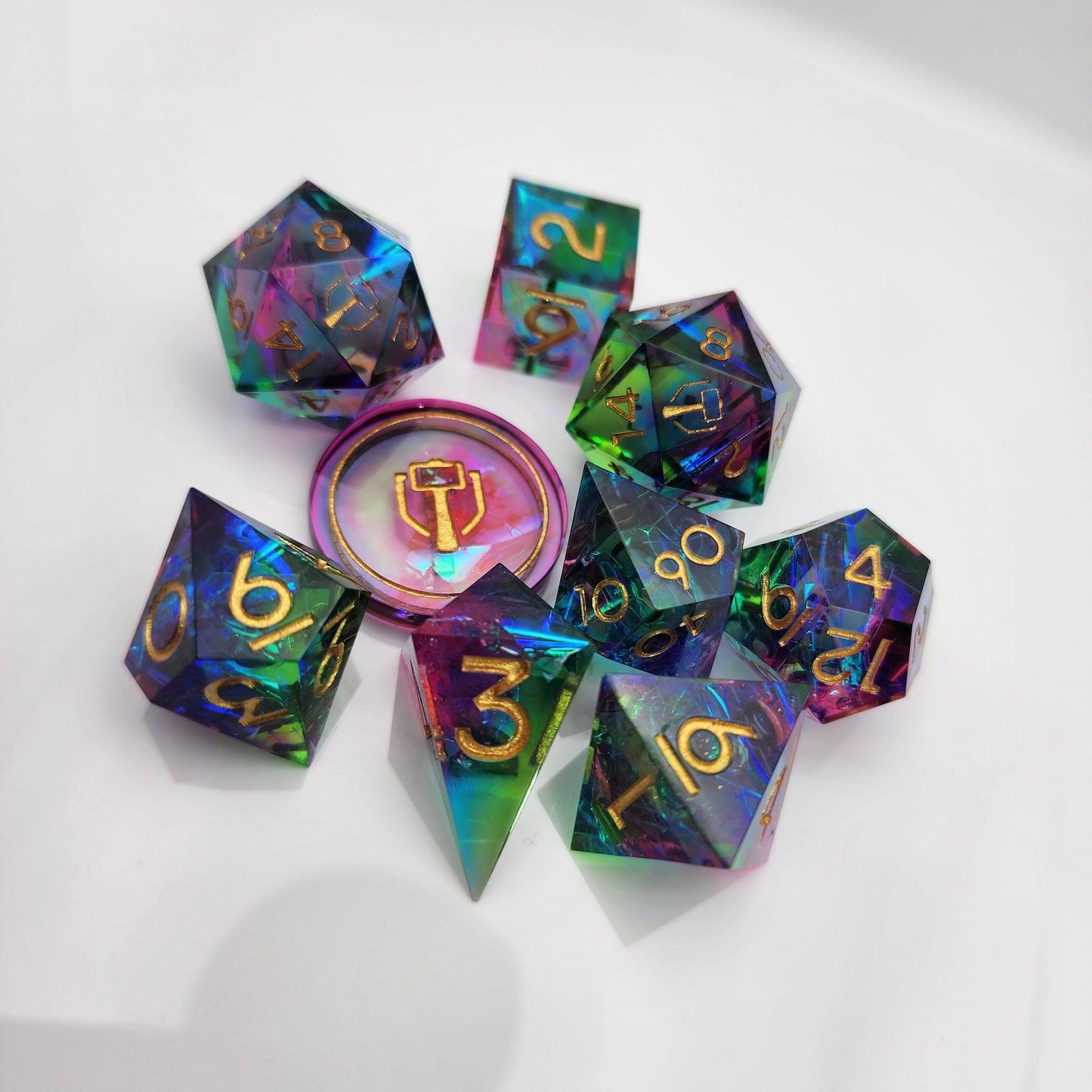 Chromatic Flames 9 Piece Polyhedral Dice Set
